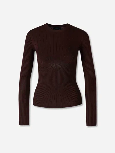 Mugler Turtleneck Sweater In Brown