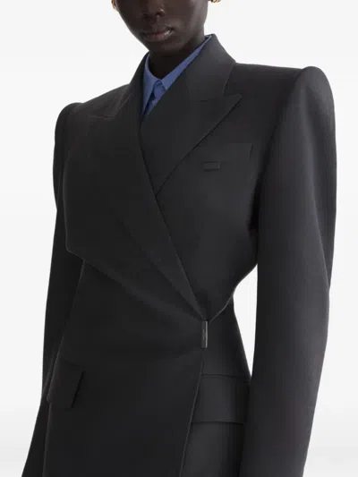 Mugler Twisted Double Breasted Jacket In Gray