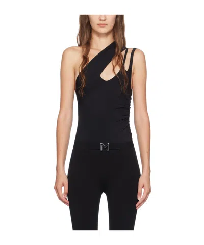 Mugler Unsymmetrical Structure Jumpsuit In Black