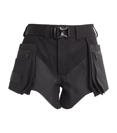 Mugler Utilitiy-pocket Shorts In Black/black