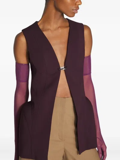 Mugler V-neck Clasp Vest In Purple