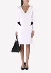 Mugler V-neck Cuff Sheath Dress In White