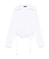 Mugler Slim Fit V-neck Optical White Organic Cotton Shirt Women In White