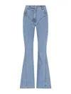 Mugler Straight Flared High-waisted Trousers In Blue