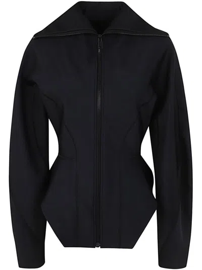 Mugler Tailored Jacket High Collar In Black