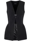 Mugler Womens Black Sleeveless V-neck Crepe Blazer