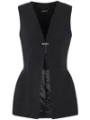 Mugler Womens Black Sleeveless V-neck Crepe Blazer