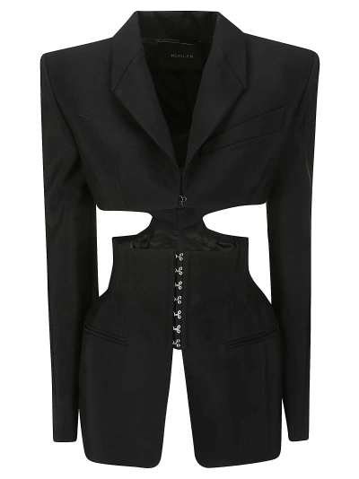 Mugler Black Cut-out Corseted Blazer
