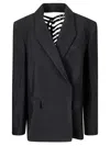 Mugler Buckled Oversized Jacket In Black