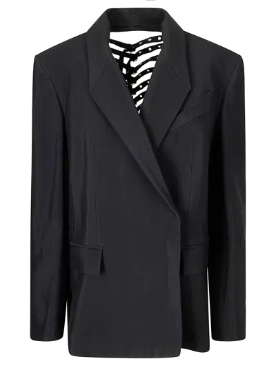 Mugler Buckled Oversized Jacket In Black