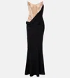 Mugler Velvet And Mesh Corset Gown In Black