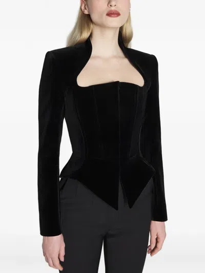 Mugler Velvet Corset Jacket In Black