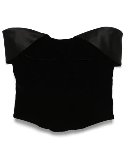 Mugler Velvet Corset Top In Black