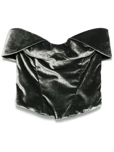 Mugler Velvet Corset Top In Grey