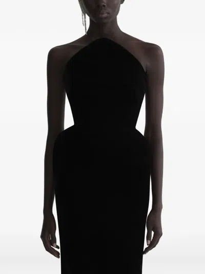 Mugler Velvet Gown Dress In Black
