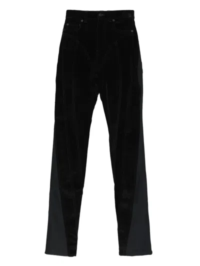 Mugler Velvet Panel Trousers In Black