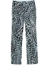 Mugler Velvet-print Straight-leg Jean In Blue