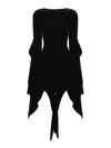 Mugler Asymmetric Mini Dress With Ruffle Details In Black