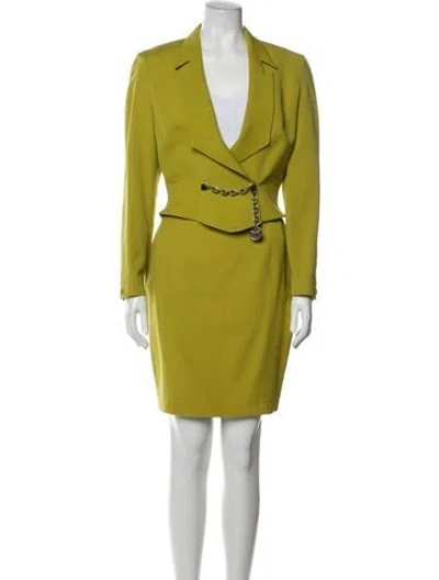 Pre-owned Mugler Vintage 1980's Skirt Suit In Yellow