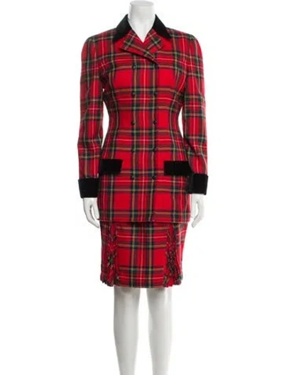 Pre-owned Mugler Vintage 1983 Skirt Suit In Red