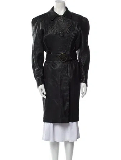 Pre-owned Mugler Vintage 1987 Trench Coat In Black