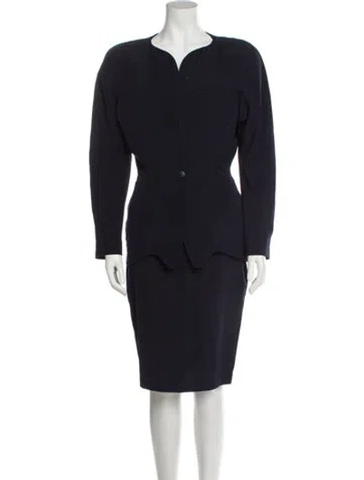 Pre-owned Mugler Vintage 1988 Skirt Suit In Blue