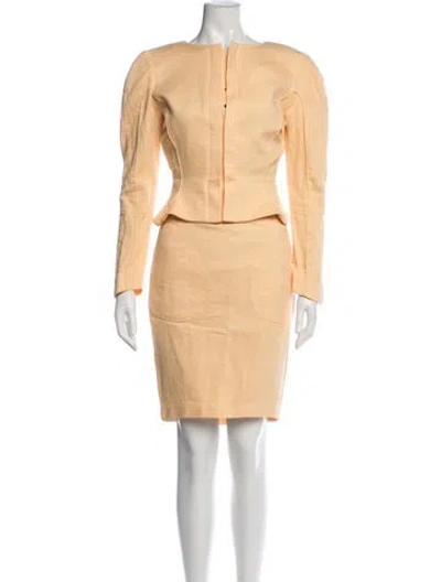 Pre-owned Mugler Vintage 1988 Skirt Suit In Yellow