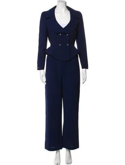Pre-owned Mugler Vintage 1989 Pantsuit In Blue