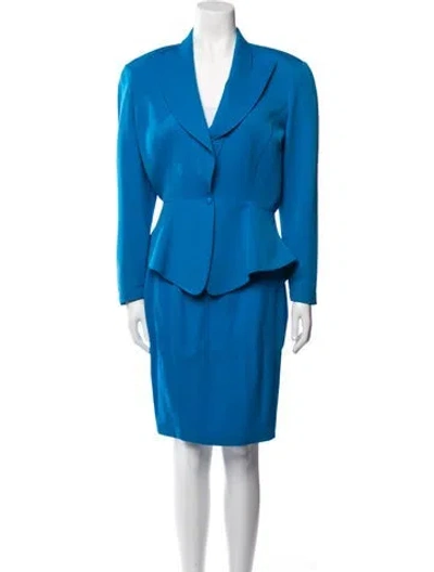 Pre-owned Mugler Vintage 1989 Skirt Suit In Blue