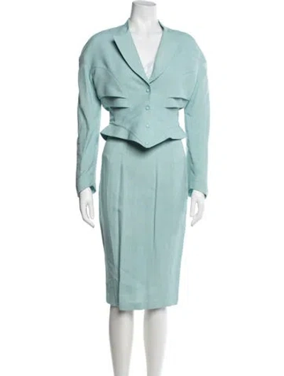 Pre-owned Mugler Vintage 1989 Skirt Suit In Blue