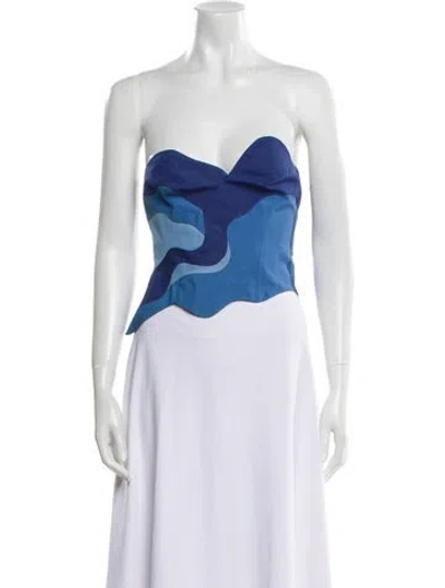 Pre-owned Mugler Vintage 1990 Crop Top In Blue