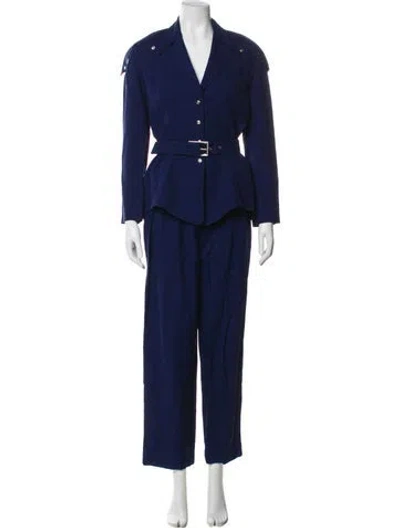 Pre-owned Mugler Vintage 1990's Pantsuit In Blue