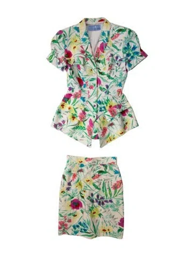 Pre-owned Mugler Vintage 1990's Skirt Set In Green