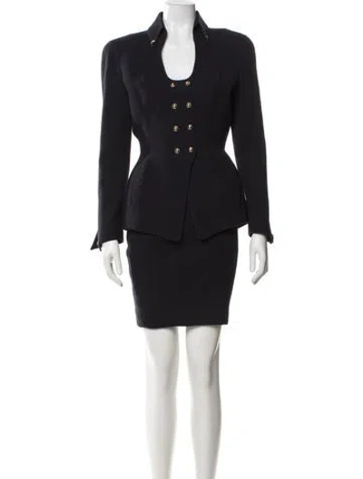 Pre-owned Mugler Vintage 1990's Skirt Suit In Blue