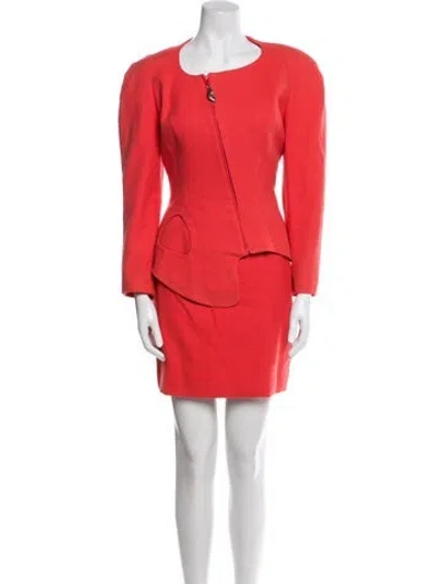 Pre-owned Mugler Vintage 1990's Skirt Suit In Orange