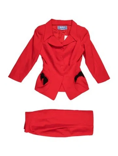 Pre-owned Mugler Vintage 1990's Skirt Suit In Red