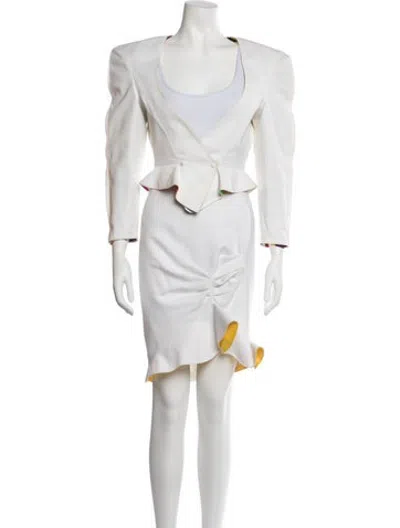 Pre-owned Mugler Vintage 1990 Skirt Suit In White