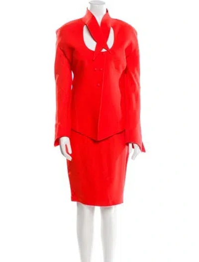 Pre-owned Mugler Vintage 1992 Skirt Suit In Orange