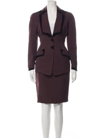 Pre-owned Mugler Vintage 1993 Skirt Suit In Black/burgundy