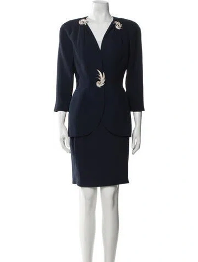 Pre-owned Mugler Vintage 1995 Skirt Suit In Blue