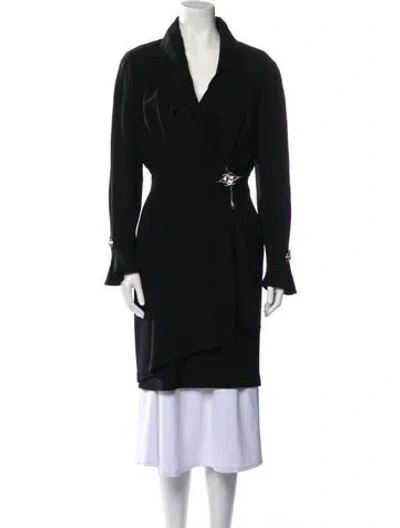 Pre-owned Mugler Vintage 1995 Trench Coat In Black