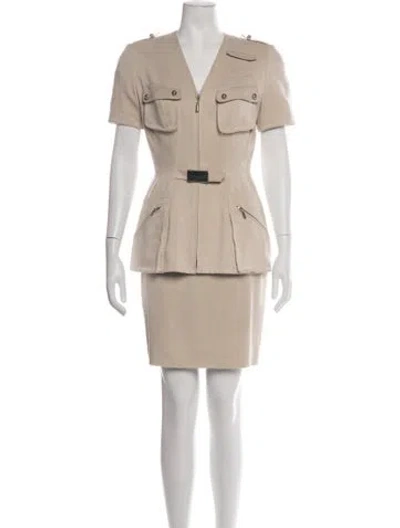 Pre-owned Mugler Vintage 1996 Skirt Set In Neutrals