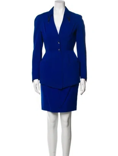 Pre-owned Mugler Vintage 1996 Skirt Suit In Blue