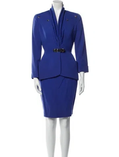 Pre-owned Mugler Vintage 1996 Skirt Suit In Blue