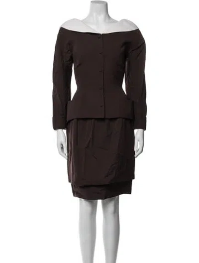 Pre-owned Mugler Vintage 1996 Skirt Suit In Brown/white