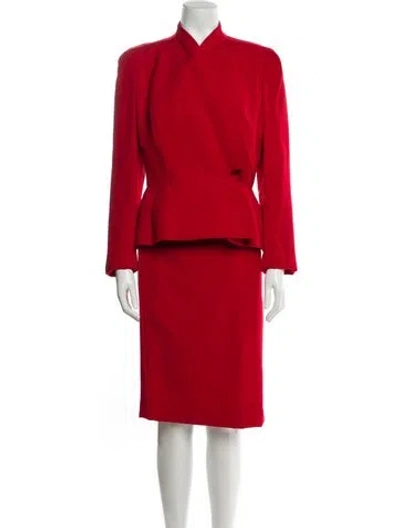 Pre-owned Mugler Vintage 1999 Skirt Suit In Red