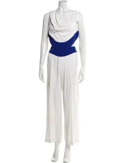 Pre-owned Mugler Vintage Colorblock Pattern Jumpsuit In White