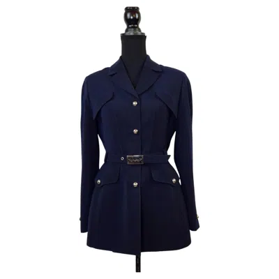 Pre-owned Mugler Vintage Dark Blue  Safari Jacket From The 2000s