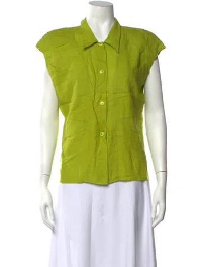 Pre-owned Mugler Vintage Late 1970's - Early 1980's Button-up Top In Green