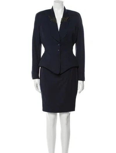 Pre-owned Mugler Vintage Late 1980's - Early 1990's Skirt Suit In Blue